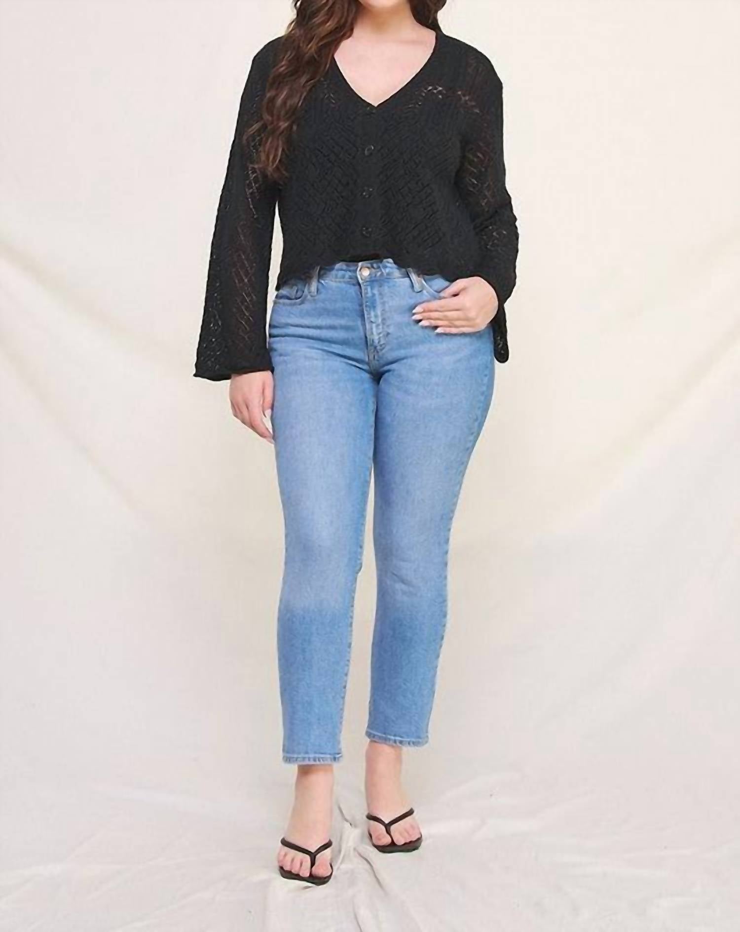 Allie Rose - Scallop Hem Fine Gauge Cardigan