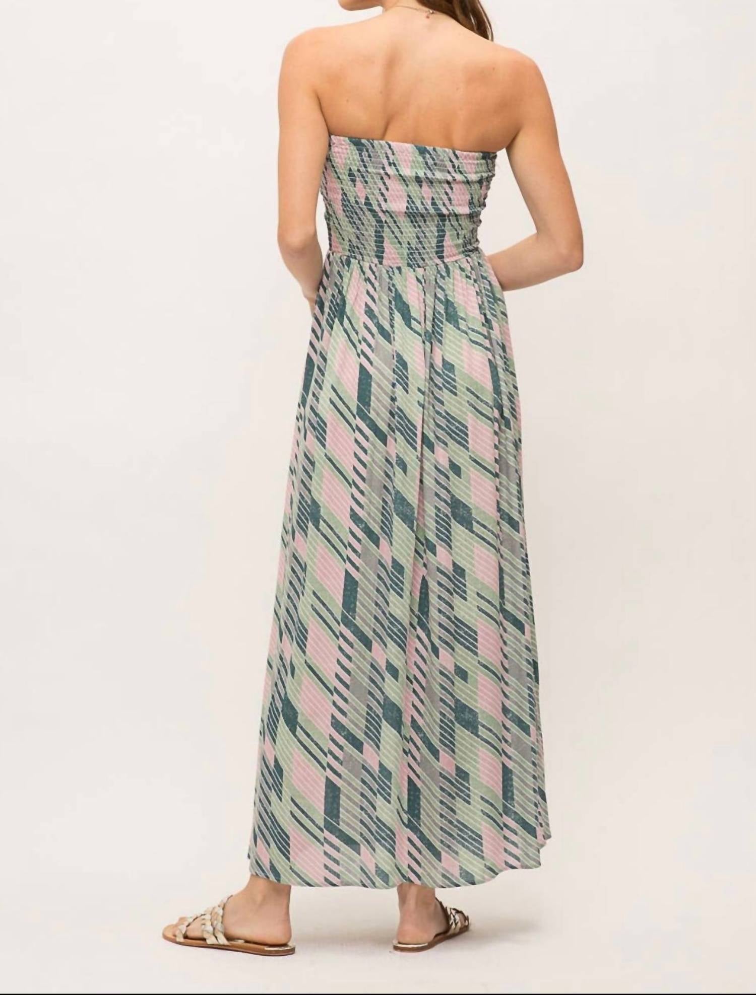 Mystree - Palm Tree Vibes Strapless Maxi Dress