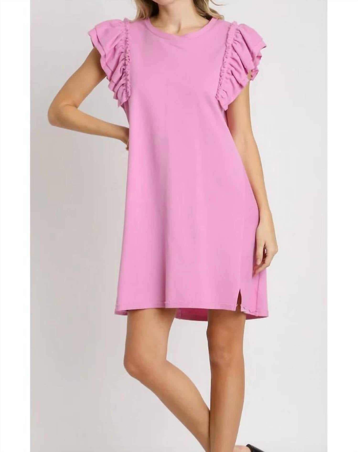 Umgee - Terry Ruffle Sleeve Dress
