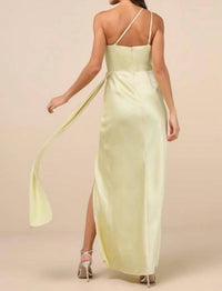 Lulus - Signature Elegance Satin One-shoulder Maxi Dress