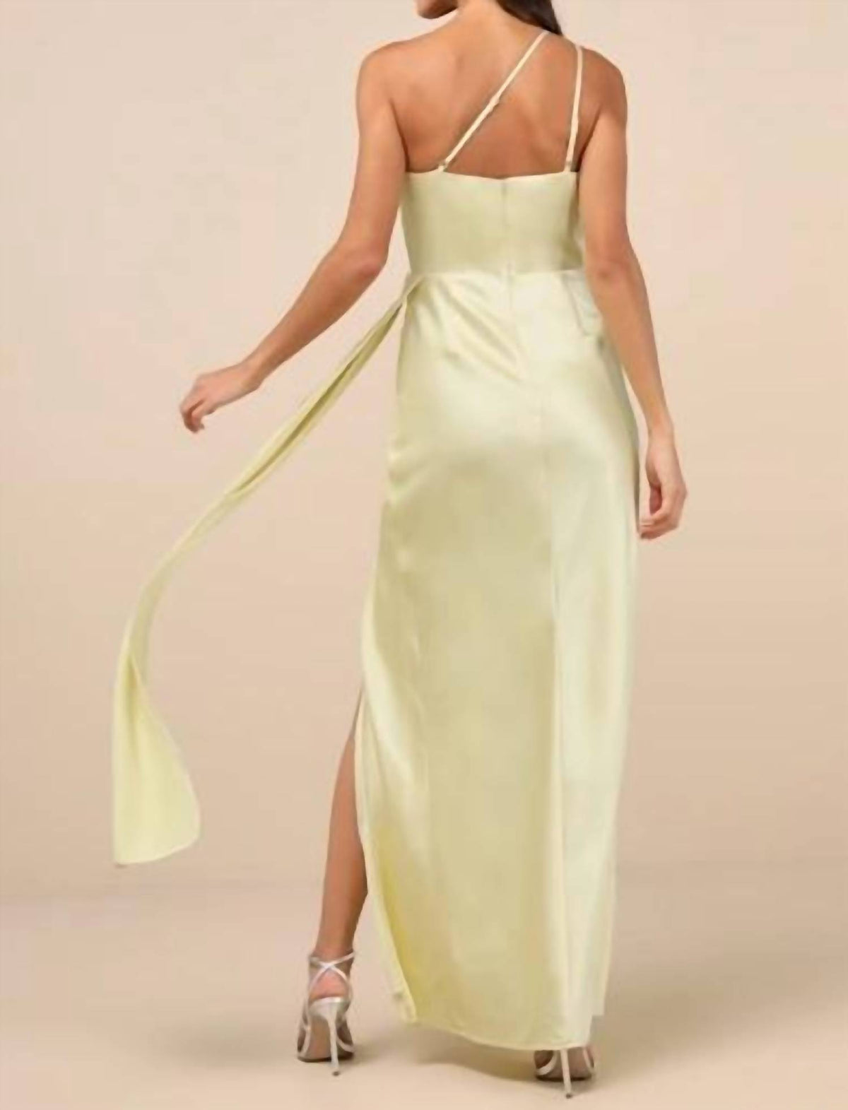 Lulus - Signature Elegance Satin One-shoulder Maxi Dress