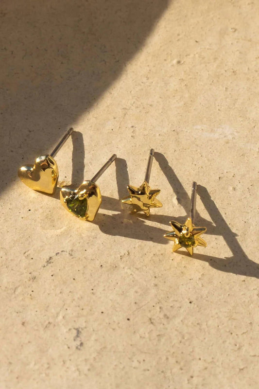 Luv Aj - WOMEN'S MOLTEN HEART STUDS SET