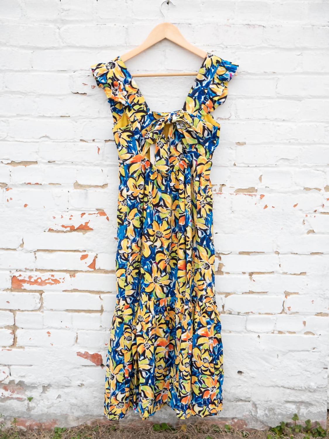 Skies Are Blue - Tiered And Tyed For Spring Midi Dress