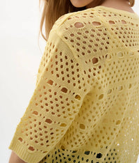 Joseph Ribkoff - Open Knit Short Sleeves Cardigan