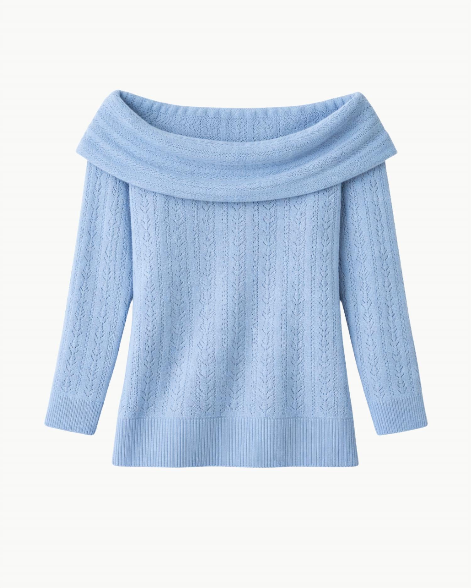 Minnie Rose - Cashmere Pointelle Off Shoulder Top