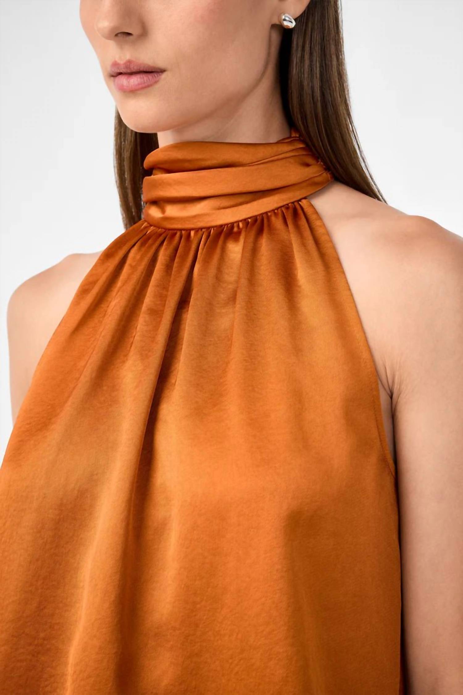 Trina Turk Zana Halter Top in amber - women's blouse - detail view