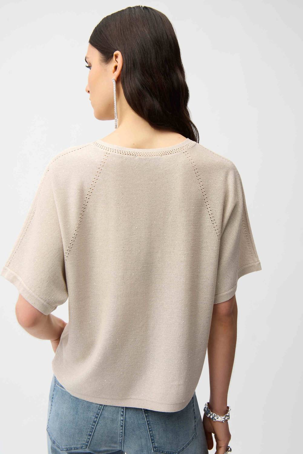 Joseph Ribkoff - Sequins Yarn Short Sleeve Sweater