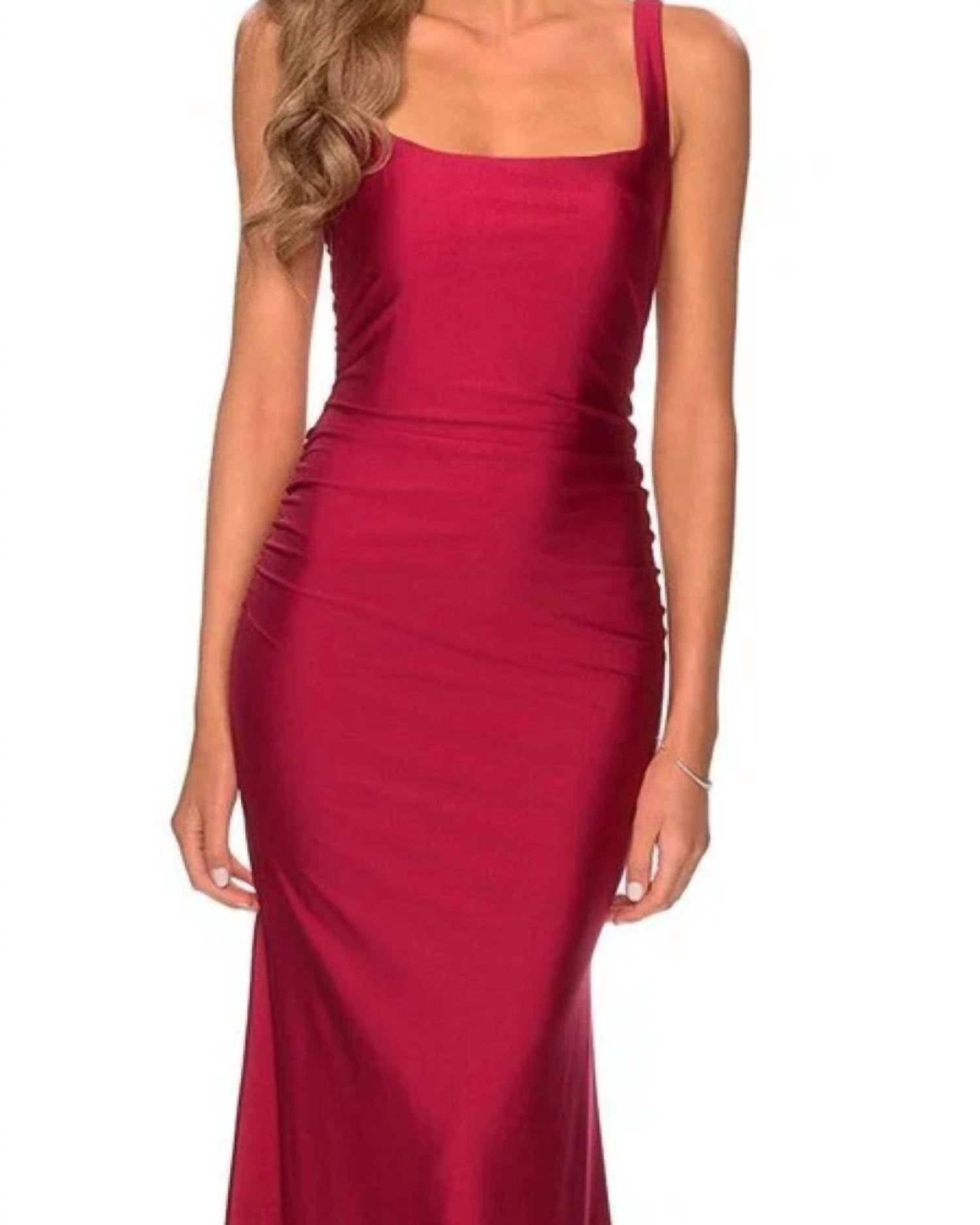 La Femme - Sleeveless Square Neckline Maxi Dress