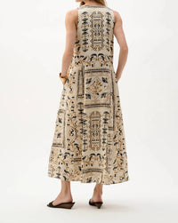 Joseph Ribkoff - Linen Scarf Print Maxi A-line Dress