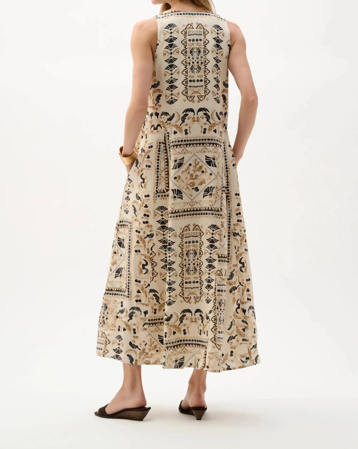 Joseph Ribkoff - Linen Scarf Print Maxi A-line Dress