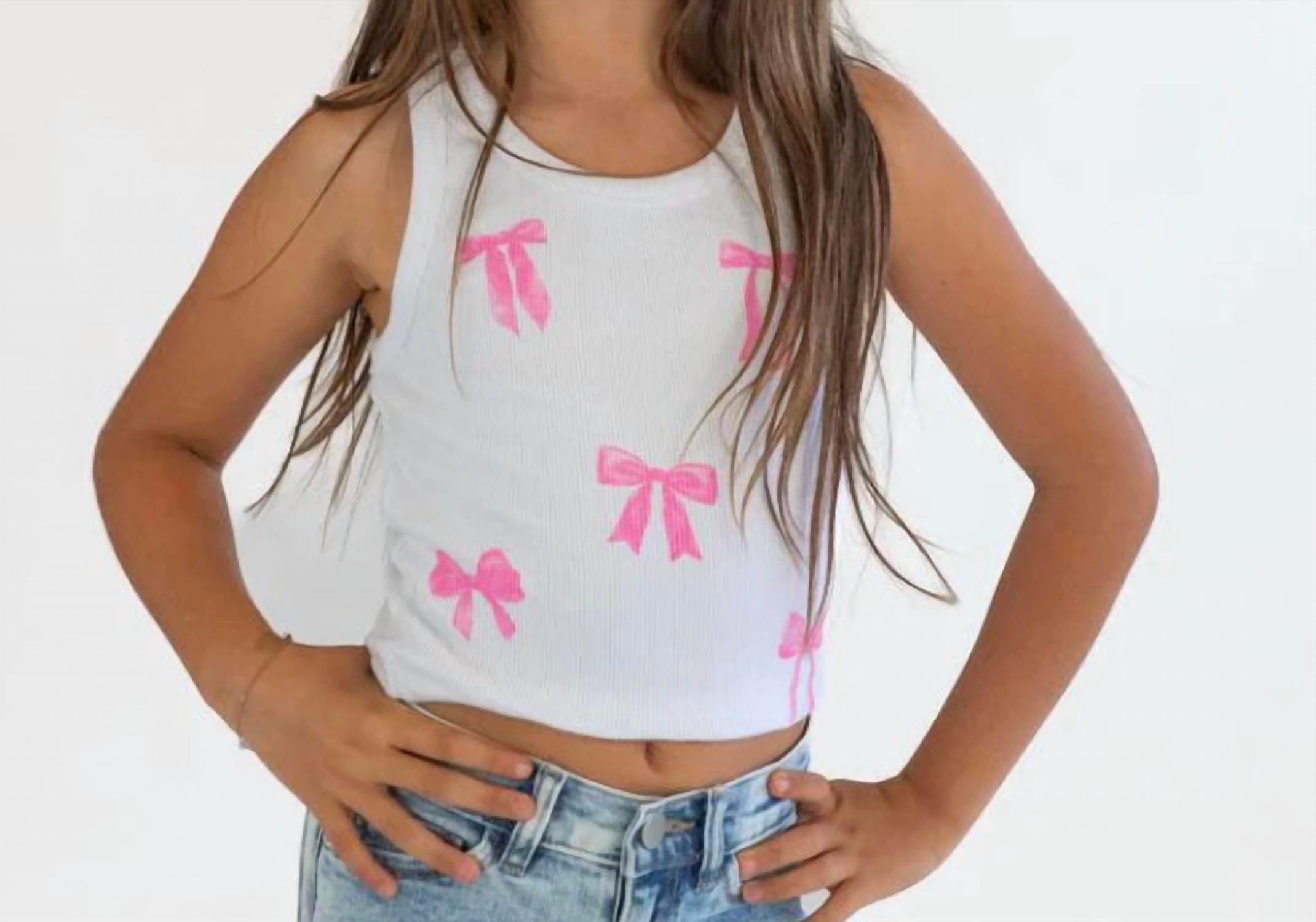 Flowers By Zoe - Girl's Printed New Bow Tank Top