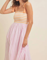 In February - Stripe Smocked Maxi Dress