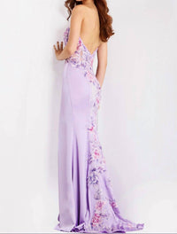 JOVANI Lily Long Formal Prom Dress in lilac - women's dress - detail view