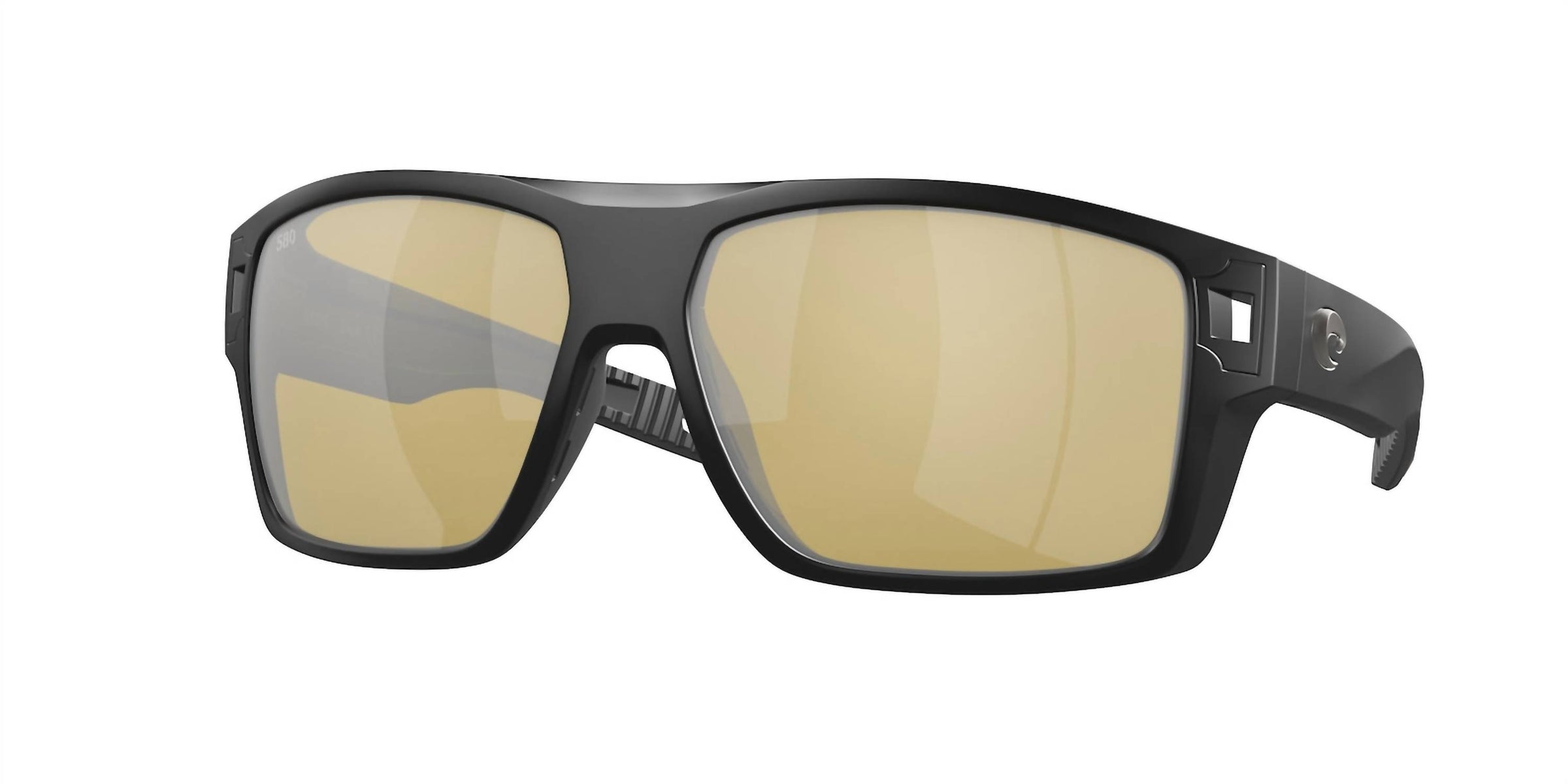 Costa Del Mar Men's Diego Square Polarized Sunglasses in matte black sunrise silver mirror - men's accessory