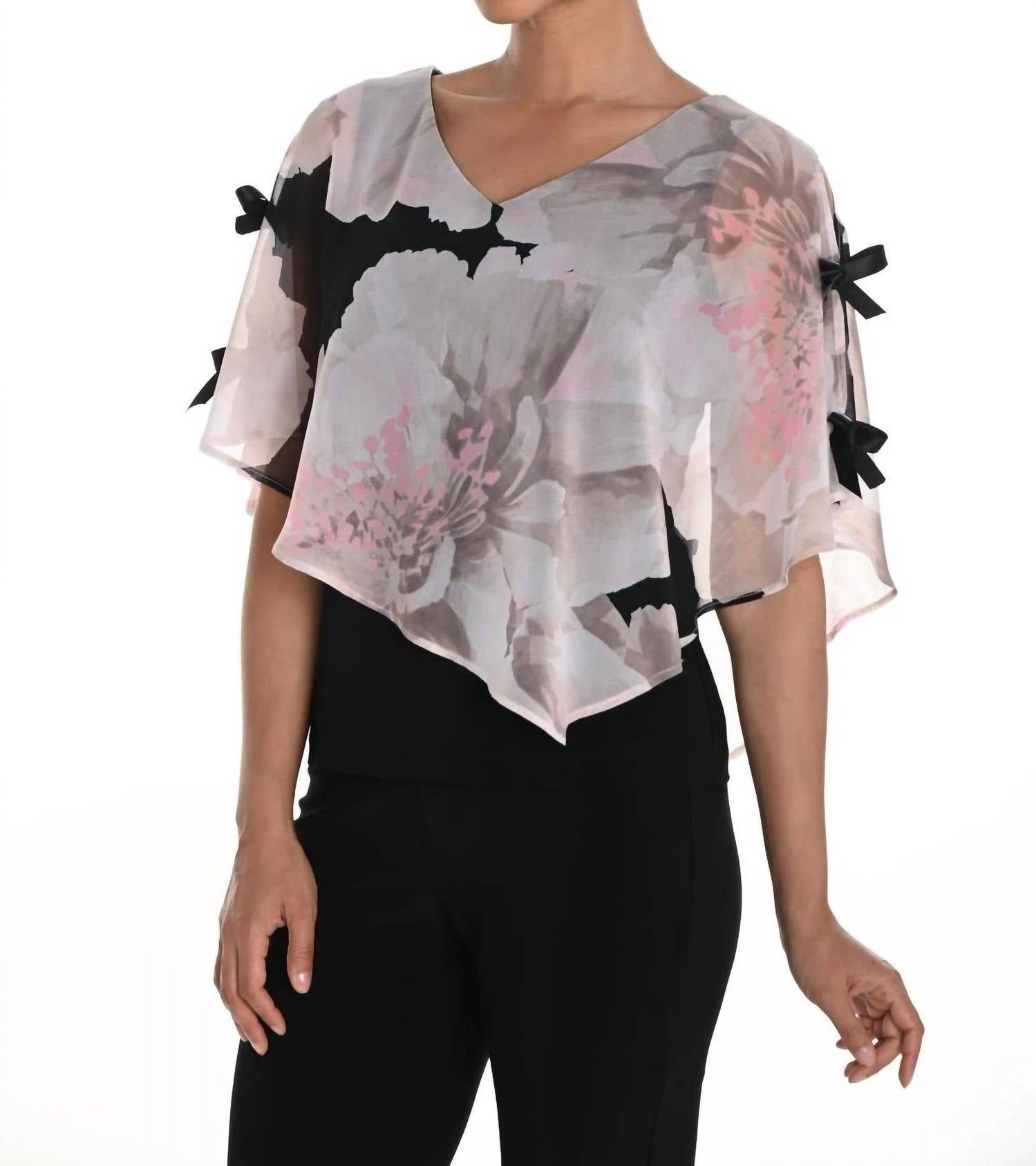 Frank Lyman - Floral Chiffon Overlay Top
