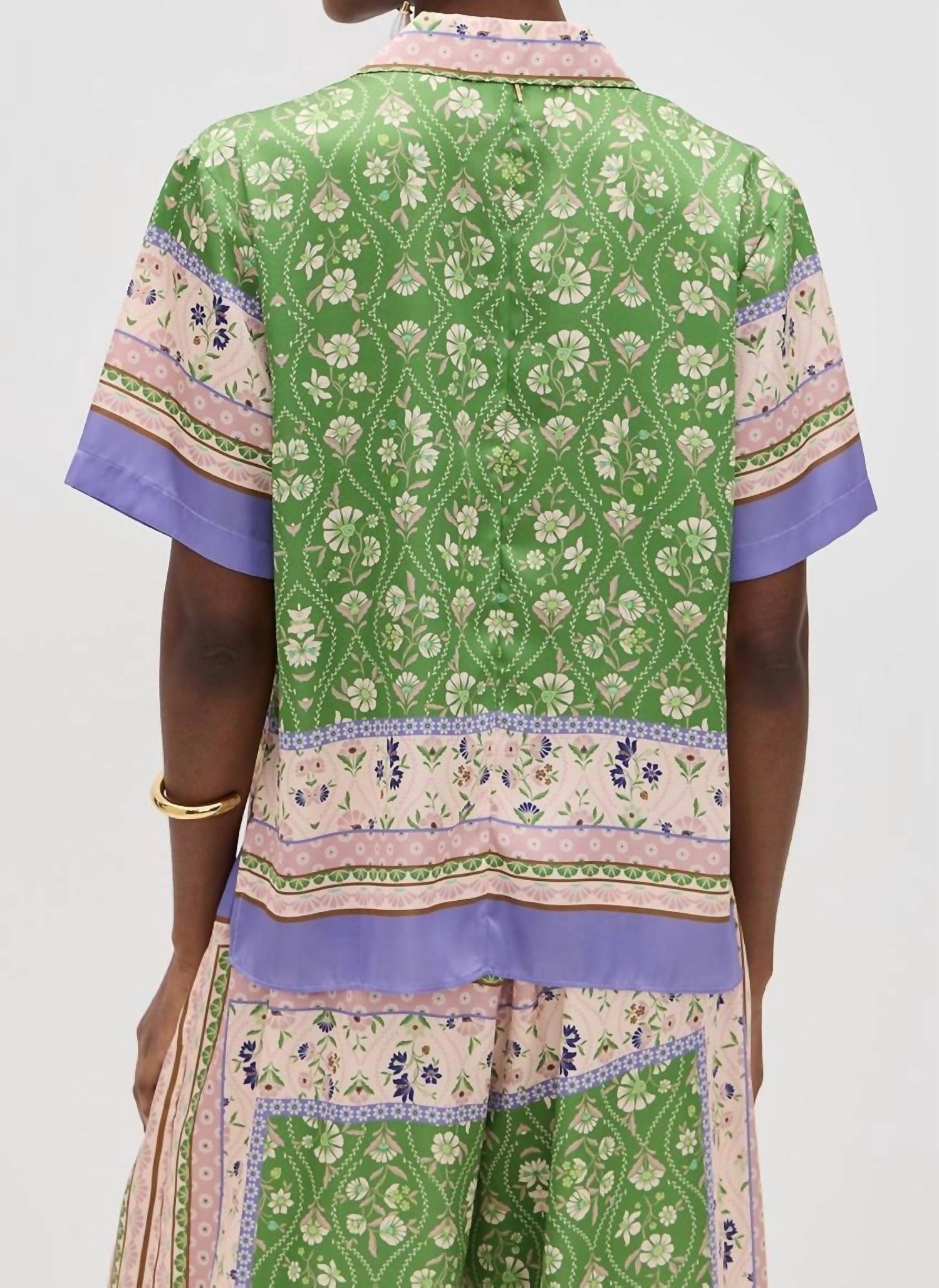 Misa Los Angeles Solange Top in matcha love - women's t-shirt - detail view