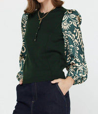 Current Air - Mandarin Collar Combo Sweater Top