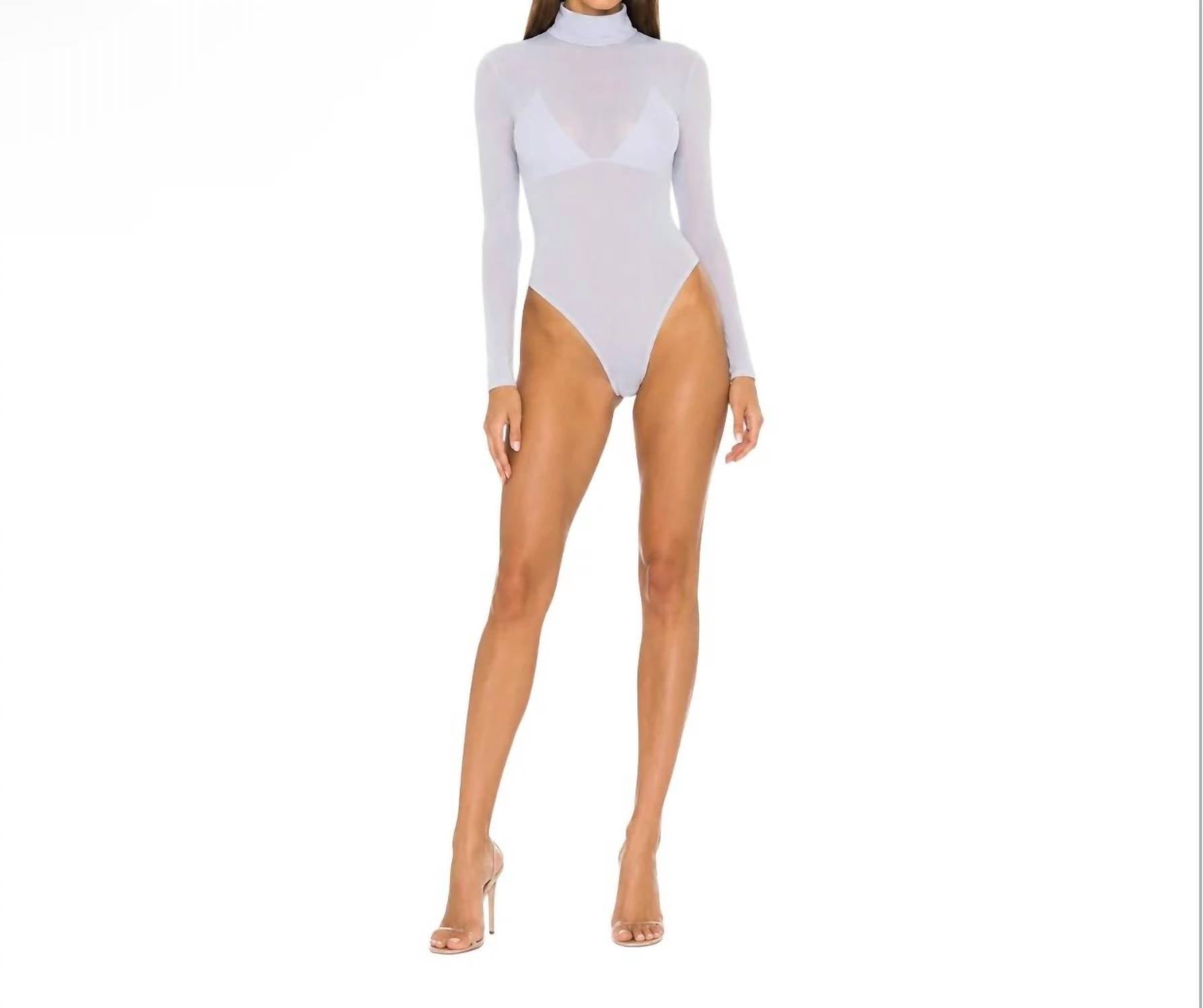 Mariandree Gaitan - Caroline Sheer Mesh Mock Neck Bodysuit