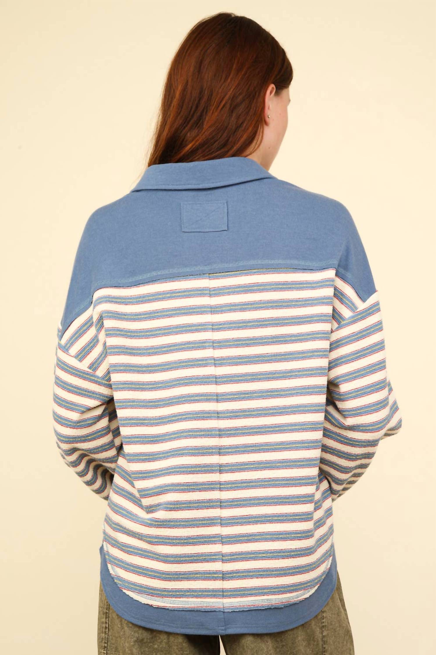 Very J - Striped Henley Pullover