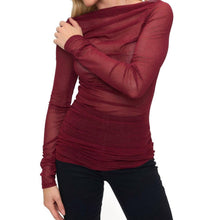 Ariella - Sparkle Mesh Ruched Top