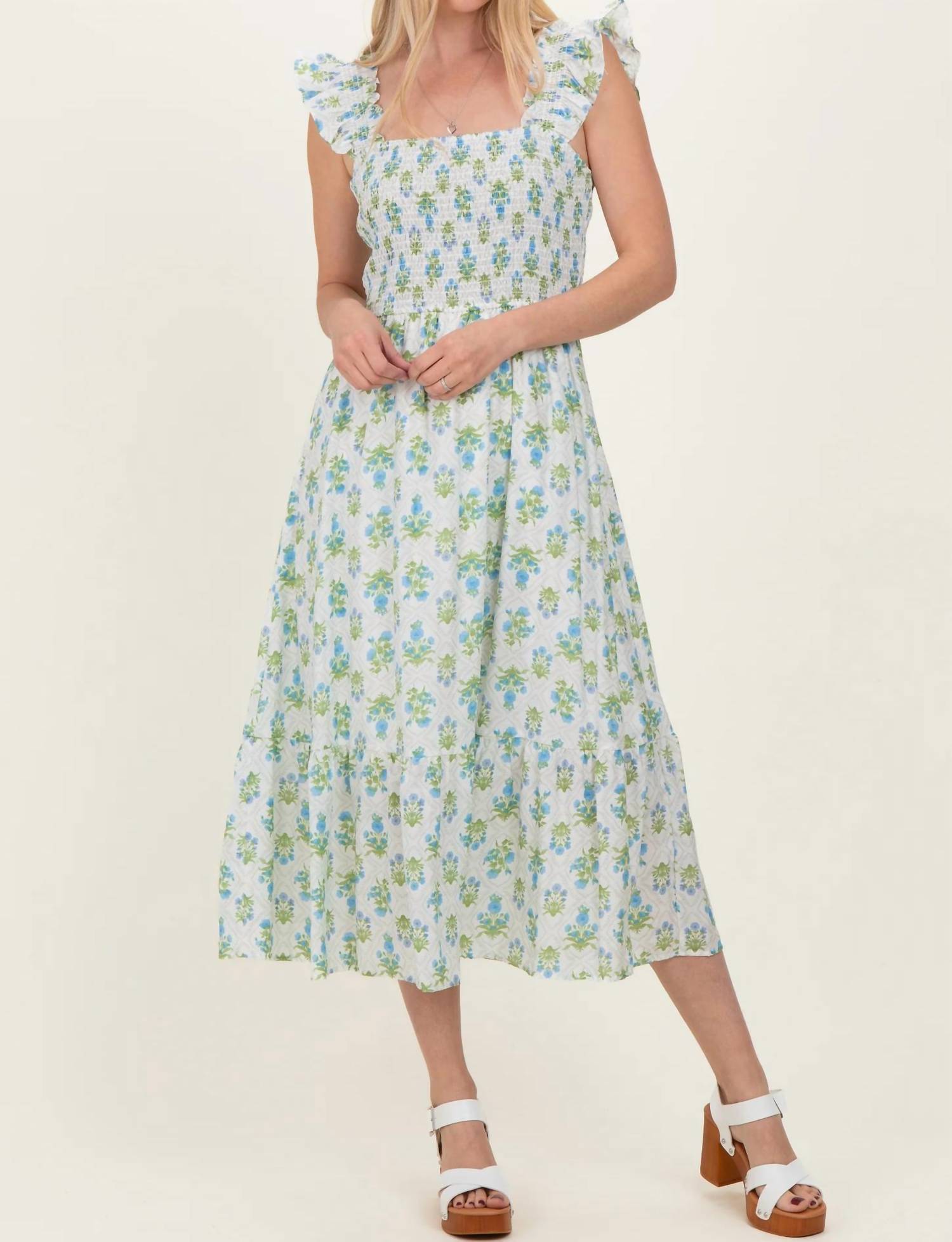 Blu Pepper - Floral Tile Midi Dress