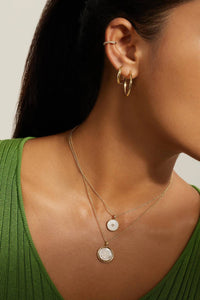 Eklexic - Women's Mother Of Pearl Pendant With Cubic Zirconia Center Stone Necklace