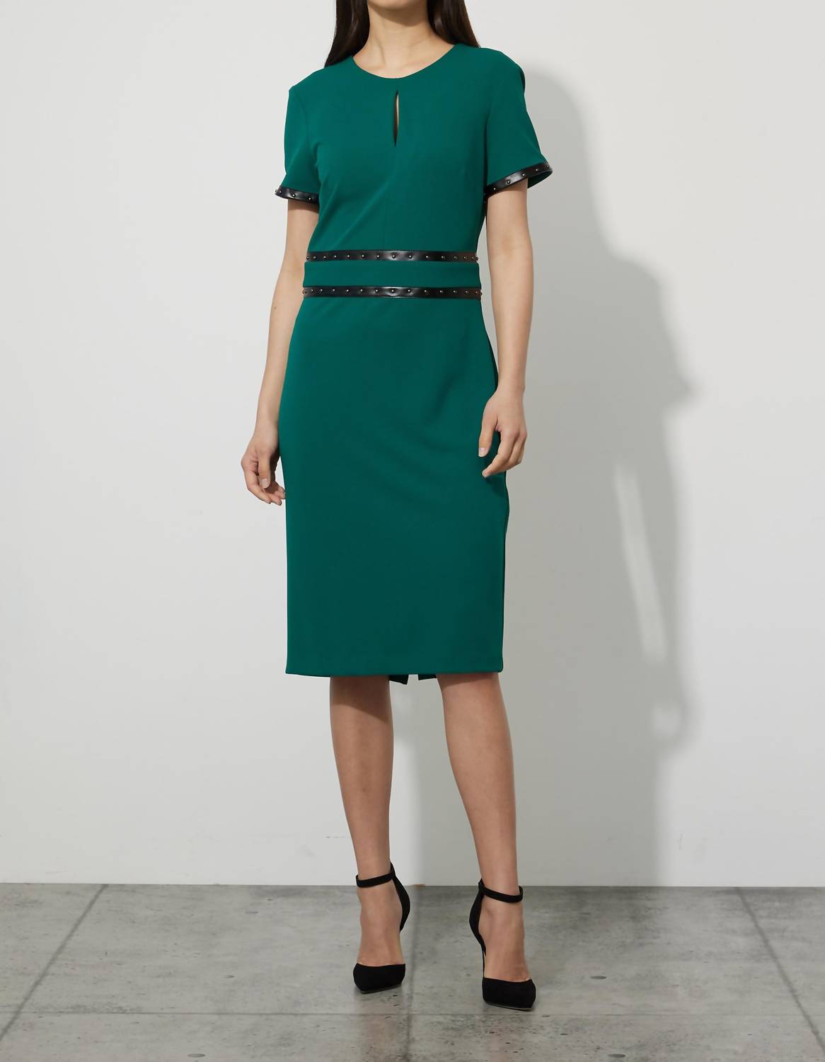 Joseph Ribkoff Faux Belted Sheath Dress in emerald - women's dress