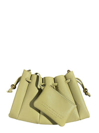 THEMOIRÈ Women's Calipso Bottalato Drawstring Shoulder Bag in olive green - women's bag - detail view