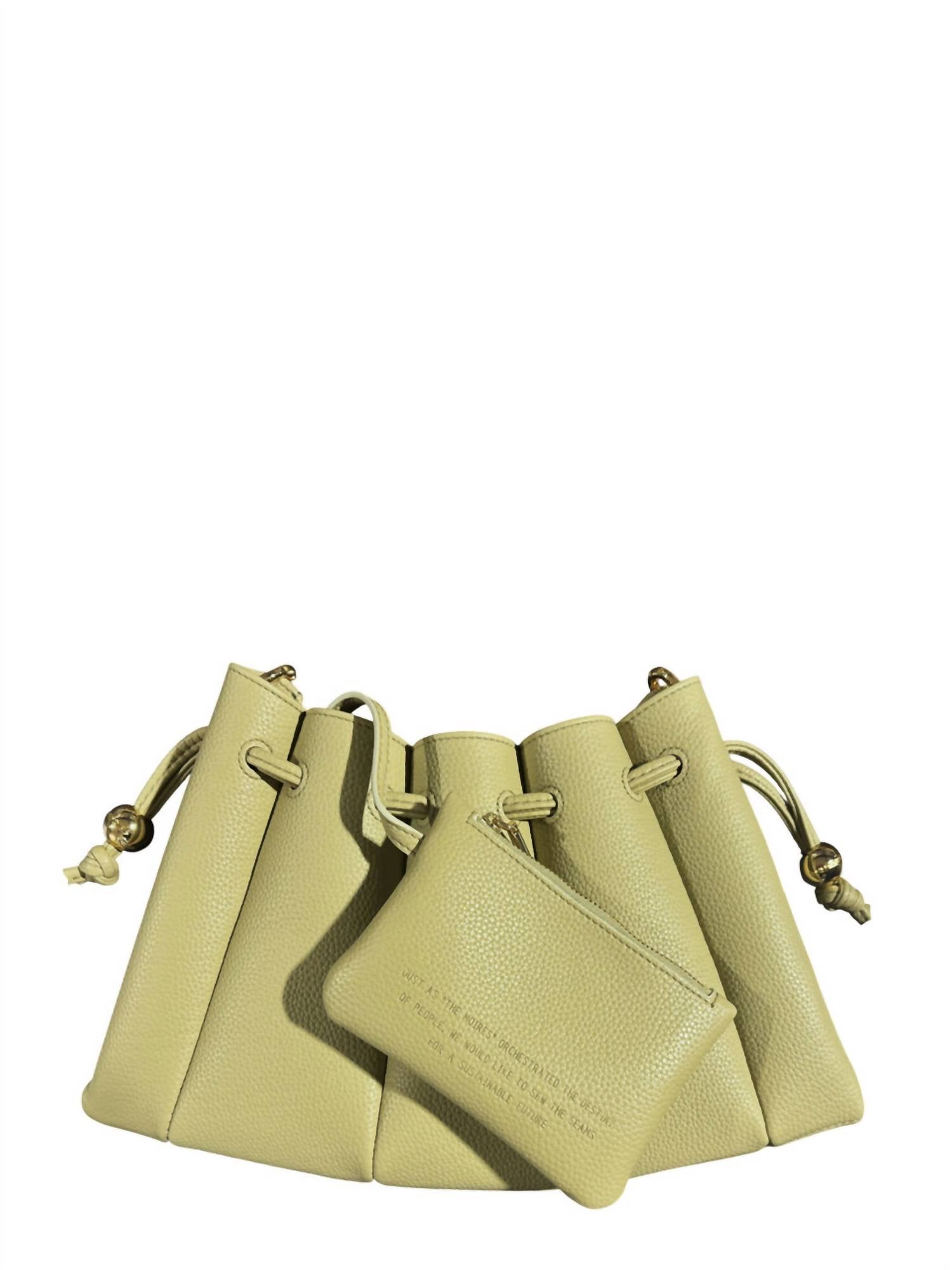 THEMOIRÈ Women's Calipso Bottalato Drawstring Shoulder Bag in olive green - women's bag - detail view