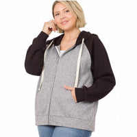 Zenana - Raglan Full-zip Hoodie - Plus