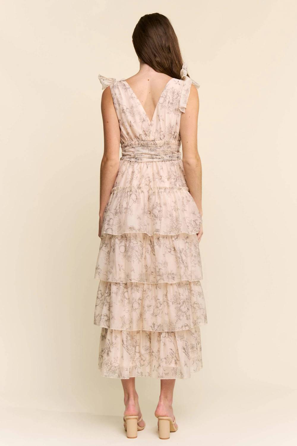 J.Nna - Floral Tiered Midi Dress