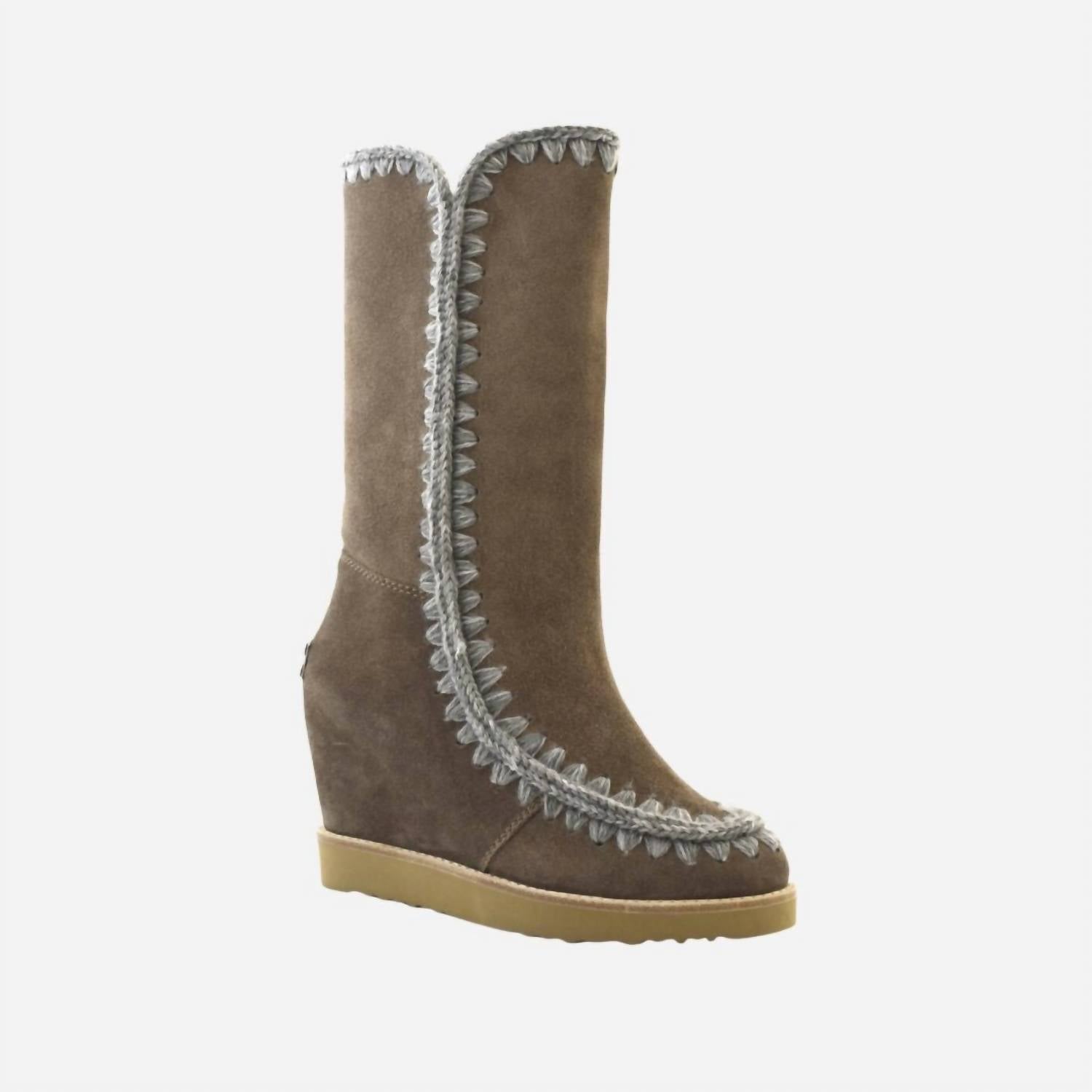 Mou - Women's French Toe Wedge Tall Boots