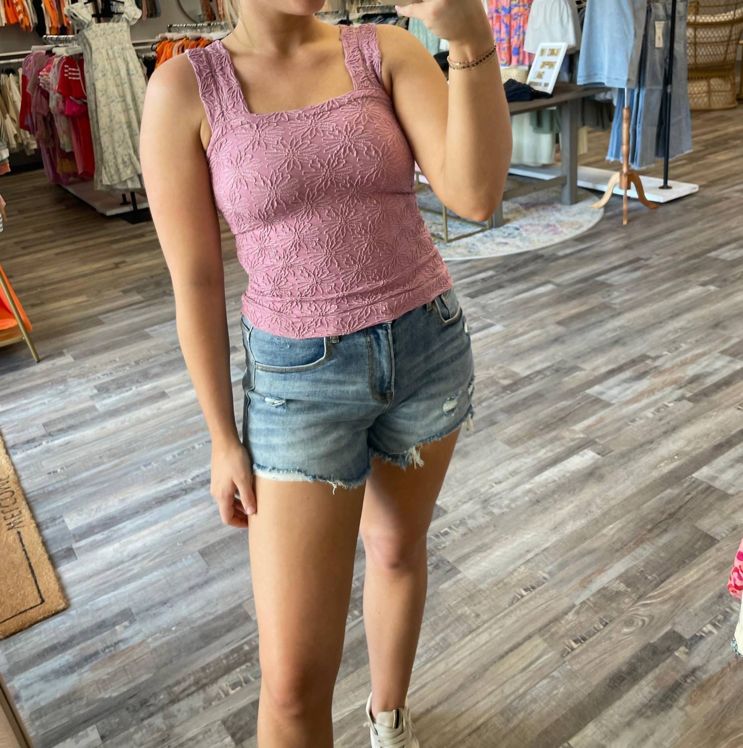 So Me - Floral Jacquard Seamless Tank Top