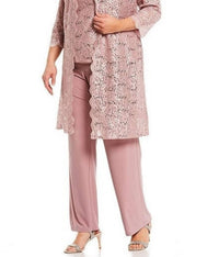 R&M Richards - Lace 3/4 Sleeve 3-piece Pants Set