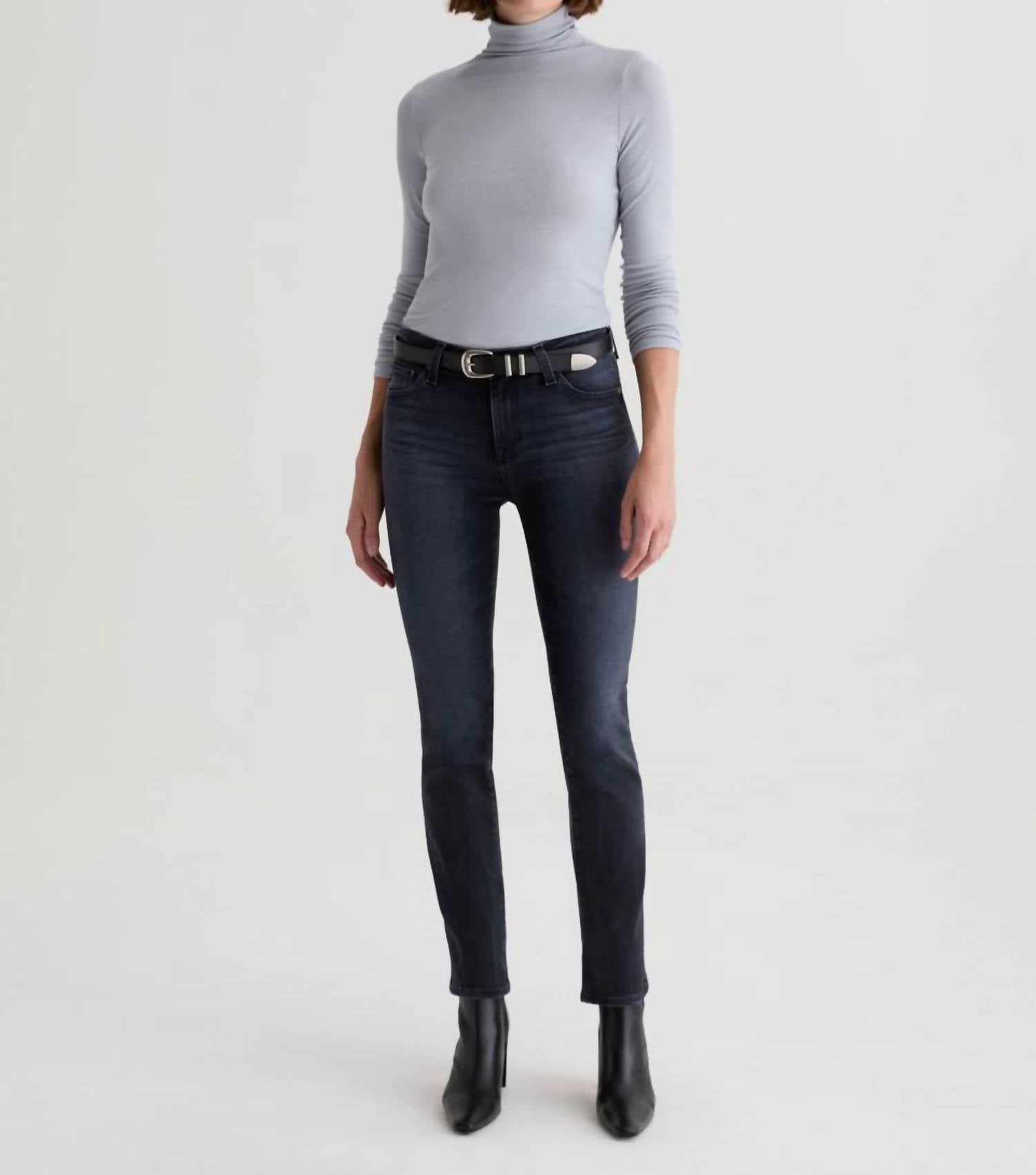 AG Jeans Mari Mid-rise Slim Straight Jean in glitch - women's jeans - view 5