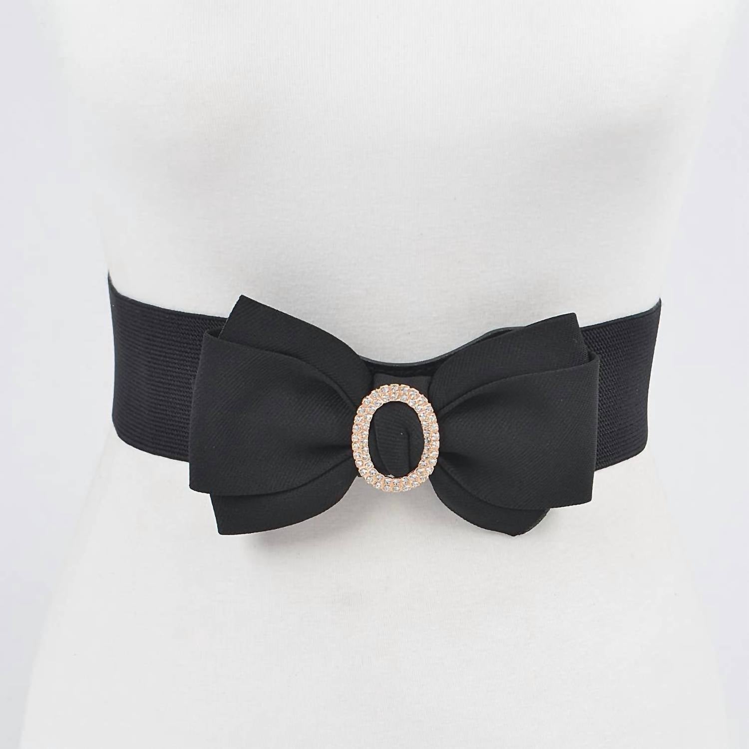 3Am By H&D Accessories - Women's Rhinestone Bow Buckle Stretch Belt