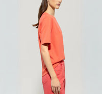 LUISA CERANO Basic Short Sleeve T Shirt in hibiscus - women's t-shirt - alternate view