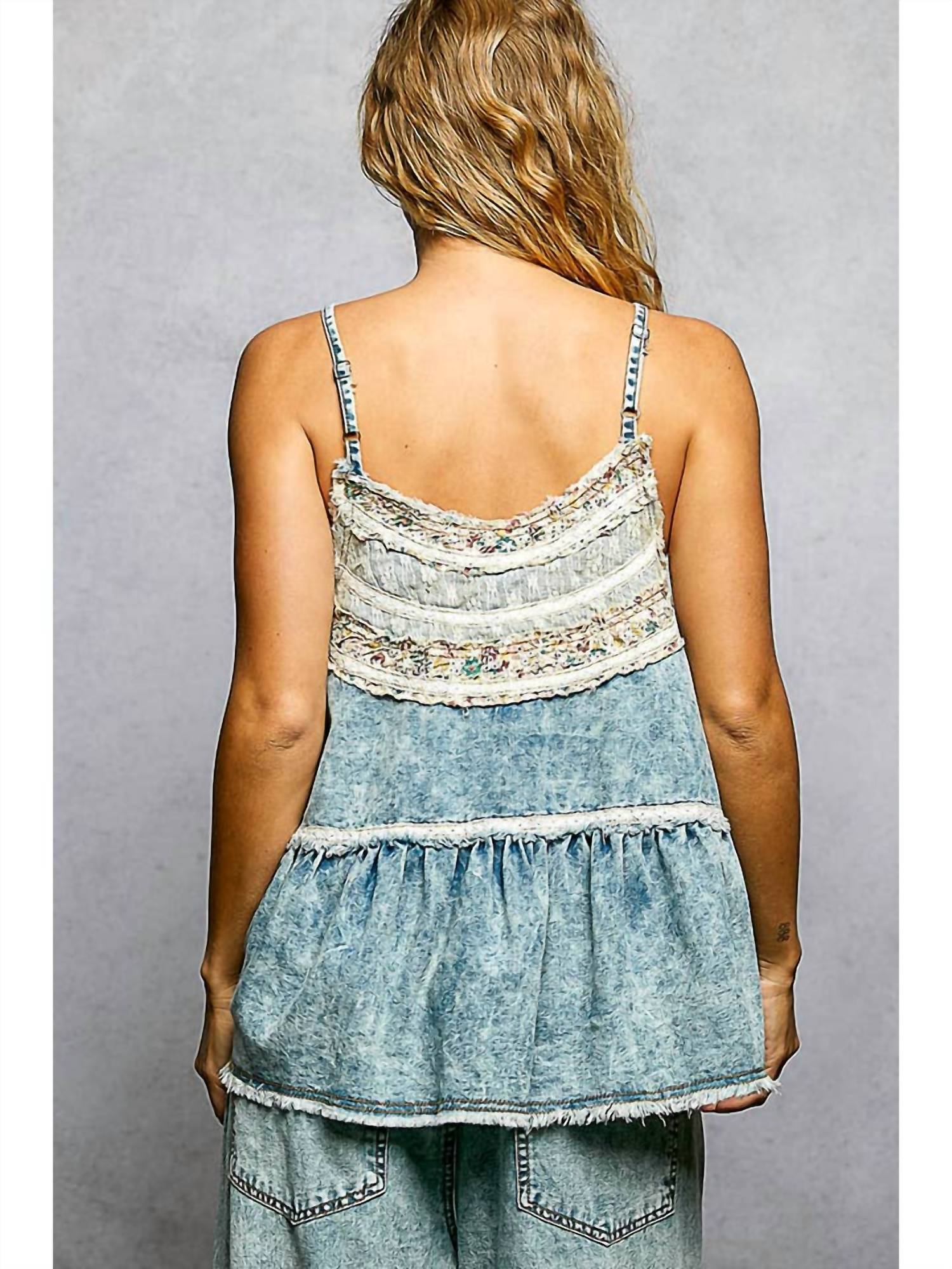 Pol - Double Gauze Lace Top