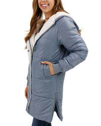 Grace And Lace - Longline Hooded Puffer Jacket
