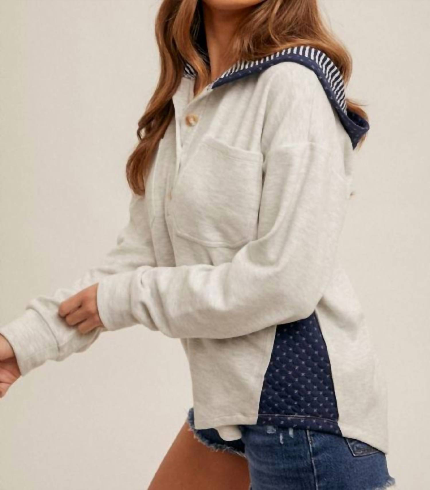 Hem & Thread - Cozy Little Contrast Pullover Hoodie