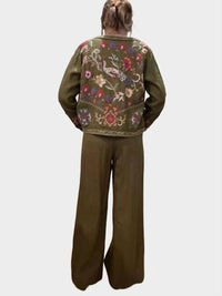 Johnny Was WIDE LEG PLEAT PANT GLORIA in martini olive - women's pants - alternate view