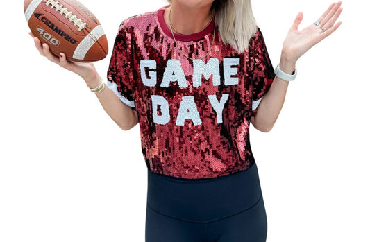 Live Love Gameday - Sequin Game Day Jersey Crop Top