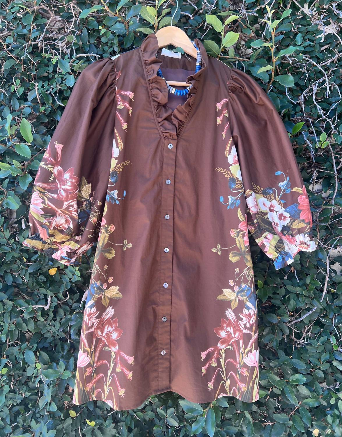 Entro - Button Front Botanical Dress