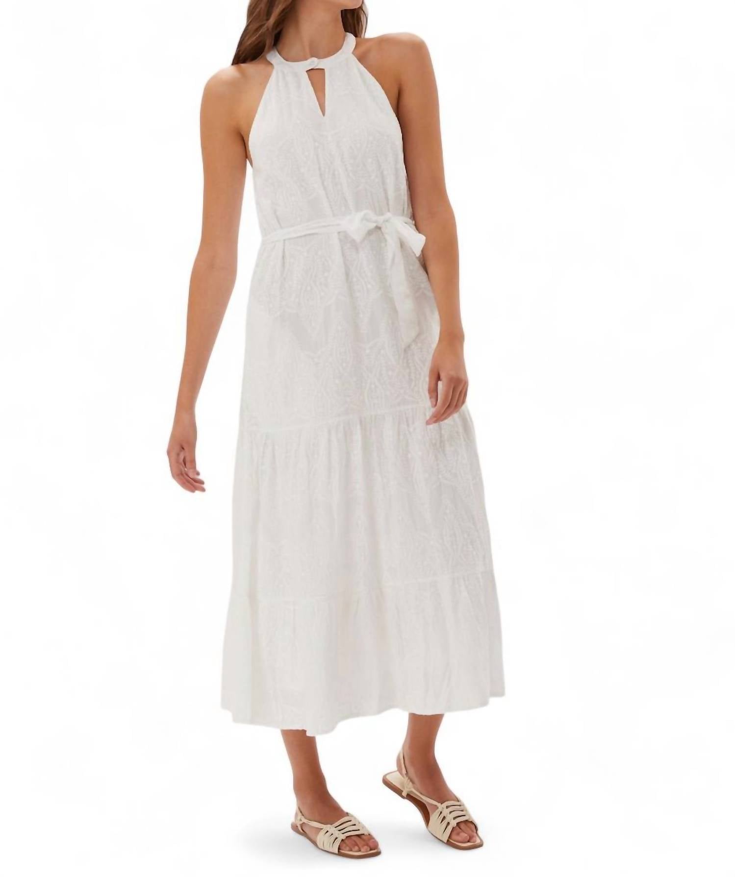 Ecru - HATHAWAY EMBRDERD HALTER DRESS