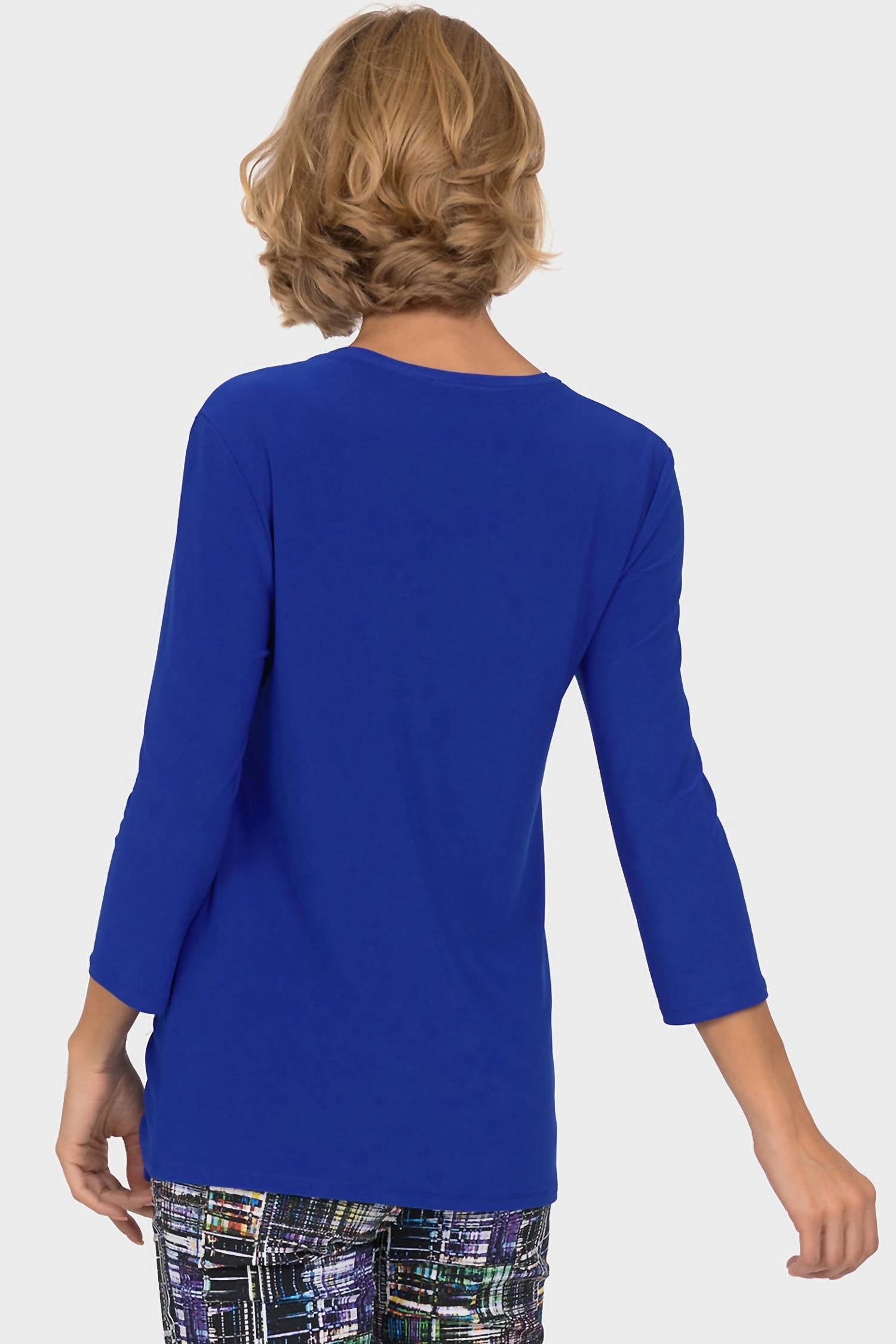 Joseph Ribkoff Sapphire Top in royal - women's long sleeve top - detail view