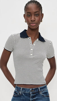 Frame - Pointelle Polo Top