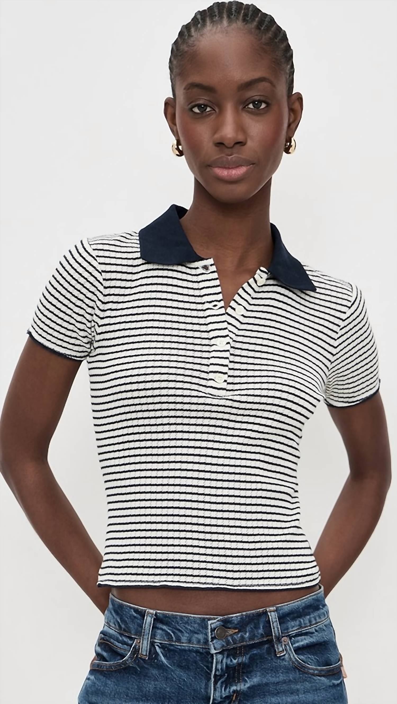 Frame - Pointelle Polo Top