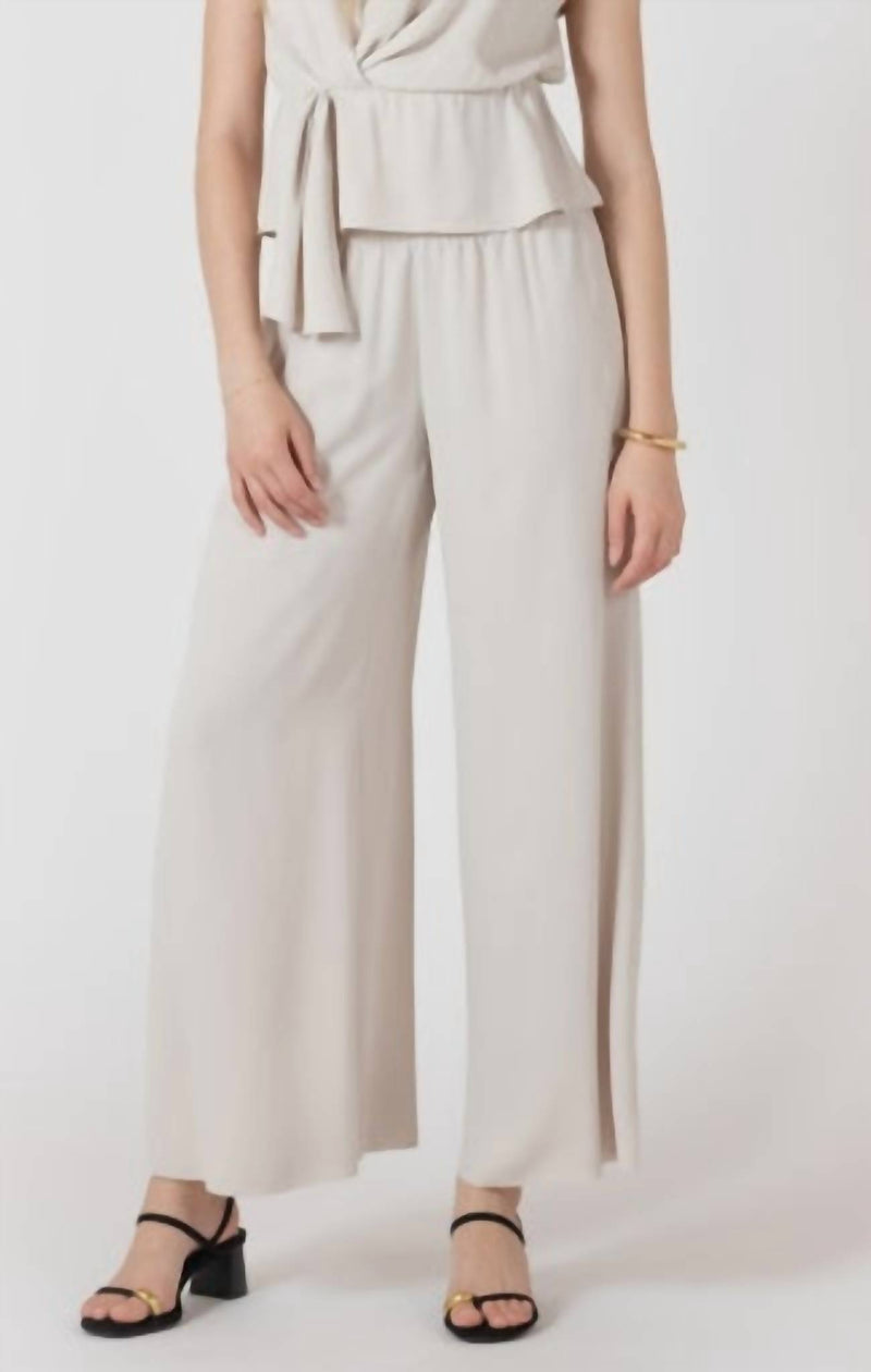 Dex Clothing Flowy Wide Leg Pant in beige - women's pants