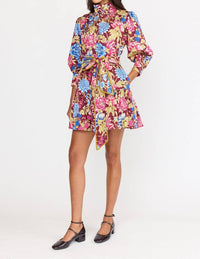 CHRISTY LYNN Emi Mini Dress in carmine floral 1 - women's dress - detail view