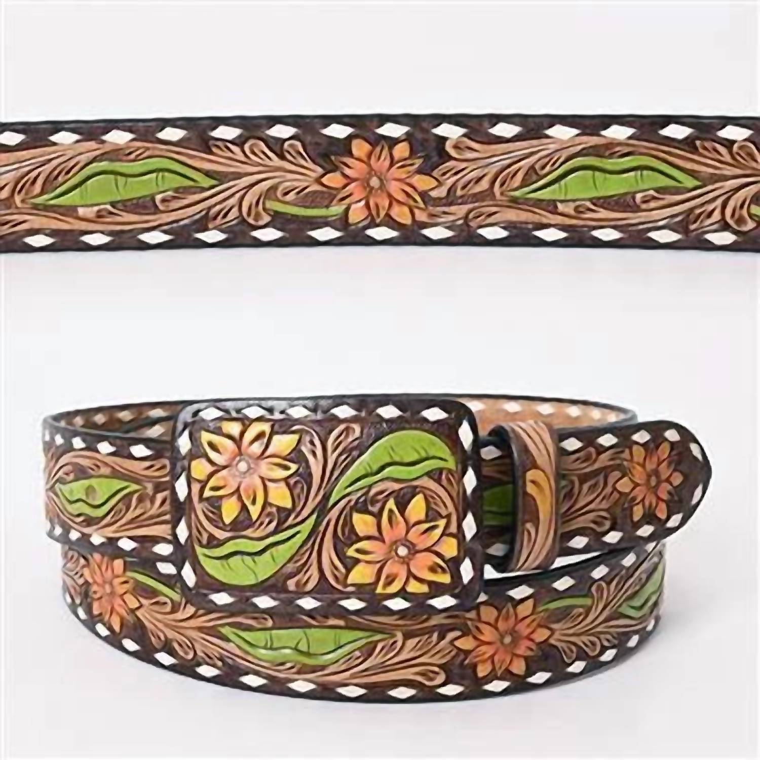 American Darling - Women's Flower Pattern Leather Belt